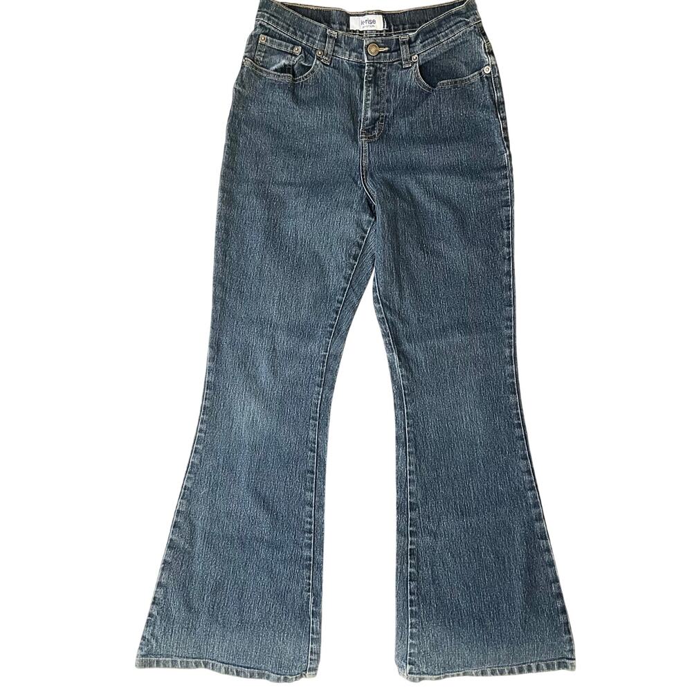 K-rise Stretch Women Light Waxed Denim Style Flared Jeans size 16, Blue